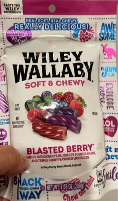 Blasted Berry Soft & Chewy A Mix Of Huckleberry, Blueberry Pomegranate, And Triple Berry Flavored Licorices, Blasted Berry