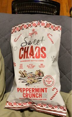 Peppermint Crunch Flavored Drizzled With Sweet White & Dark Icing Handmade Kettle Corn, Peppermint Crunch