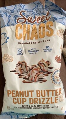Peanut Butter Cup Drizzle Handmade Kettle Corn, Peanut Butter; Dark Chocolatey