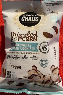 Black White Sugar Cookie Flavored Drizzled Popcorn, Blacke White Sugar Cookie