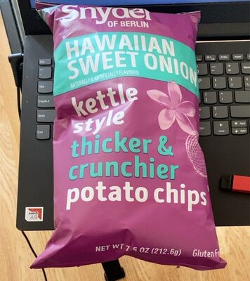 Hawaiian Sweet Onion Flavored Kettle Style Thicker & Crunchier Potato Chips, Hawaiian Sweet Onion