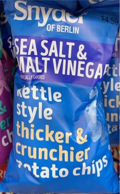 Sea Salt & Malt Vinegar Flavored Kettle Style Thicker & Crunchier Potato Chips, Sea Salt & Malt Vinegar