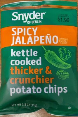 Spicy Jalapeno Flavored Kettle Cooked Thicker & Crunchier Potato Chips, Spicy Jalapeno