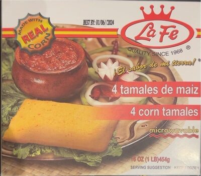 La Fe Corn Tamales, 4 Count, 16 Oz