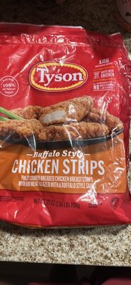 Buffalo Style Chicken Strips Chicken Breast Strip Fritters With Rib Meat And Buffalo Style Sauce, Buffalo Style