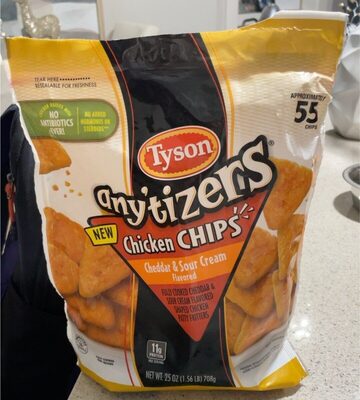 Cheddar & Sour Cream Flavored Chicken Chips Shaped Chicken Patty Fritters, Cheddar & Sour Cream