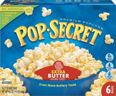 Pop Secret Microwave Popcorn, Extra Butter Flavor, 3.2 Oz Sharing Bags, 6 Ct