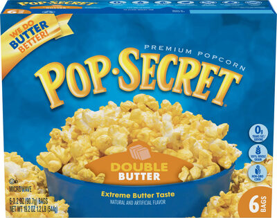 Pop Secret Microwave Popcorn, Double Butter Flavor, 3.2 Oz Sharing Bags, 6 Ct