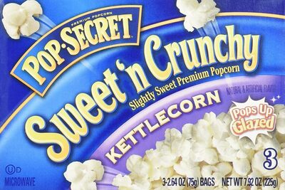 Pop Secret Popcorn, Sweet 'n Crunchy Kettle Corn Microwave Popcorn, 2.64 Oz Sharing Bags, 3 Ct