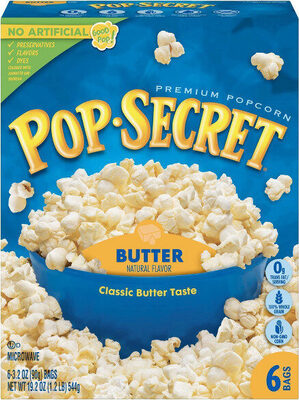 Pop Secret Microwave Popcorn, Butter Flavor, 3.2 Oz Sharing Bags, 6 Ct