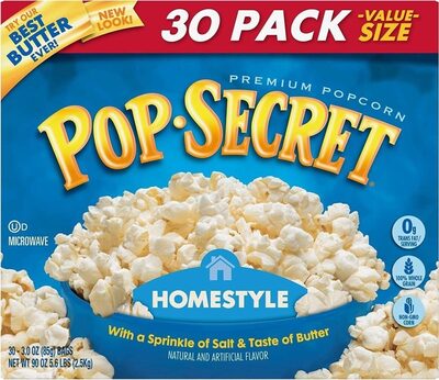 Pop Secret(R) Microwave Popcorn, Homestyle Butter Flavor, 3 Oz Sharing Bags, 30 Ct