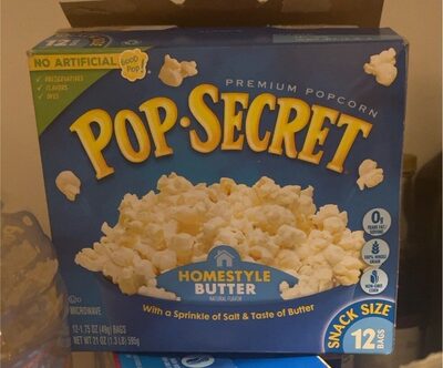 Pop Secret Microwave Popcorn, Homestyle Butter Flavor, 1.75 Oz Snack Bags, 12 Ct