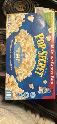 Pop Secret Microwave Popcorn, Homestyle Butter Flavor, 3 Oz Sharing Bags, 18 Ct