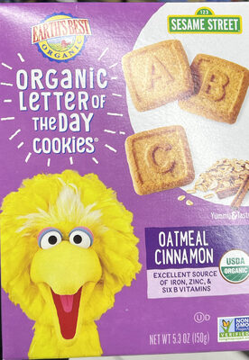 Oatmeal Cinnamon Organic Letter Of The Day Cookies, Oatmeal Cinnamon