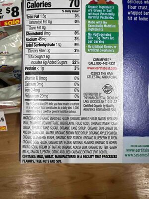 Blueberry Organic Sunny Days Snack Bars, Blueberry