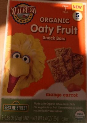 Mango Carrot Organic Oaty Fruit Snack Bars, Mango Carrot