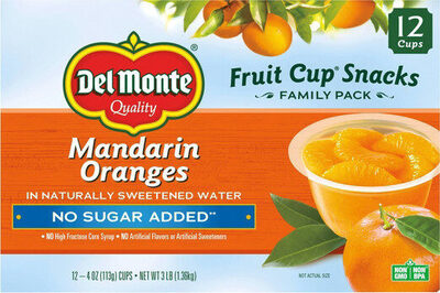 No Sugar Added Mandarin Oranges In Naturally Sweetened Water Fruit Cup Snacks