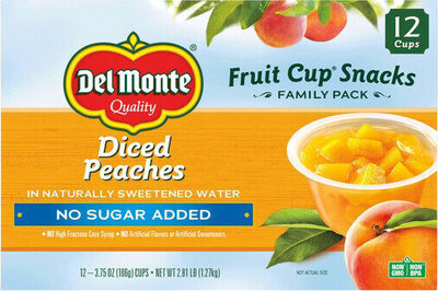 Diced Peaches No Sugar Added In Naturally Sweetened Water Fruit Cup Snacks Family Pack