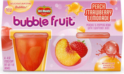 Peach Strawberry Lemonade Flavor Peaches & Popping Boba With Sweetened Juice, Peach Strawberry Lemonade