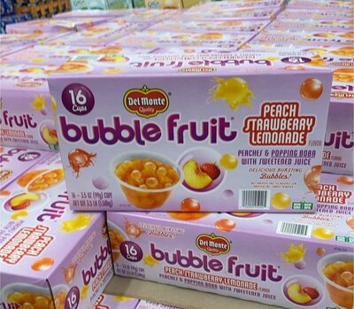 Peach Strawberry Lemonade Flavor Bubble Fruit Peaches & Popping Boba With Sweetened Juice, Peach Strawberry Lemonade