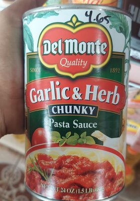 Del Monte, Chunky Pasta Sauce, Garlic & Herb, Garlic & Herb