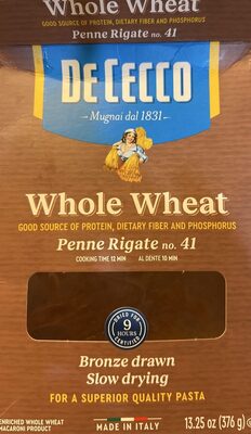 Whole Wheat Penne Rigate No. 41 Pasta