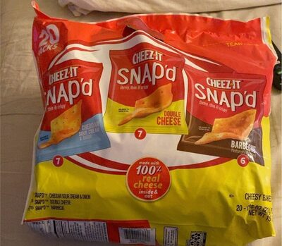 Cheez-It Snap'D Cheesy Baked Snacks, 0.75 Oz, 20 Count, Cheddar; Sour Cream; Onion; Cheese; Barbecue