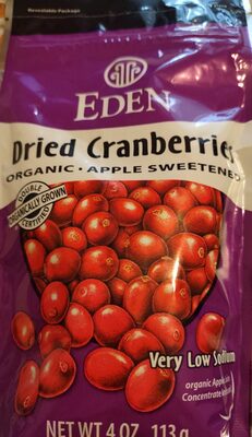 Apple Sweetened Organic Dried Cranberries, Apple Sweetened