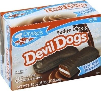 Fudge Dipped Frosted Creme Filled Flavored Devils Food Cakes, Fudge Dipped Frosted Creme Filled