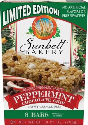 Peppermint Chocolate Chip Chewy Granola Bars, Peppermint Chocolate Chip