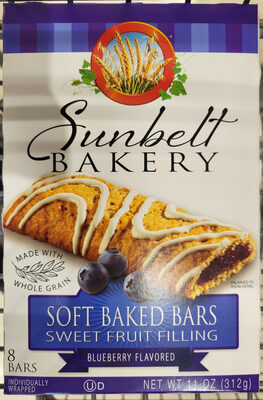 Blueberry Flavored Sweet Fruit Filling Soft Baked Bars, Blueberry