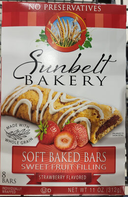 Strawberry Flavored Sweet Fruit Filling Soft Baked Bars, Strawberry