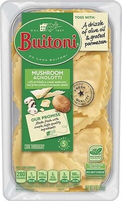 Mushroom Agnolotti With Portobello & Crimini Mushrooms, And Grana Padano & Parmesan Cheeses, Mushroom Agnolotti