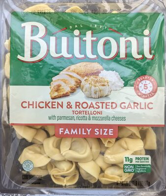 Chicken & Roasted Garlic Tortelloni With Chicken, Parmesan, Ricotta, & Mozzarella Cheeses, Chicken, Parmesan, Ricotta, & Mozzarella Cheeses