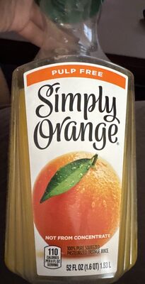 Simply Orange Pulp Free Juice Bottle, 52 fl oz