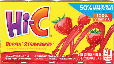 Boppin' Strawberry Flavored Fruit Drink, Pear; Apple; Strawberry