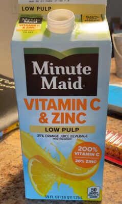 Low Pulp Vitamin C & Zinc Orange Juice, Orange
