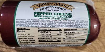 Pepper Cheese Beef Summer Sausage, Pepper Cheese