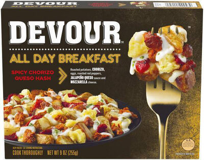 Devour All Day Breakfast Spicy Chorizo Queso Hash, 9 Oz