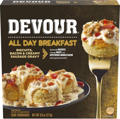 Biscuits, Bacon & Creamy Sausage Gravy All Dry Breakfast, Biscuits, Bacon & Creamy Sausage Gravy