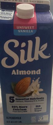 Silk Pure Almond Unsweetened Vanilla 64oz, Extended Shelf Life