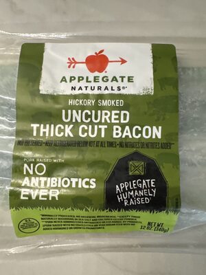 Hickory Smoked Uncured Thick Cut Bacon, Hickory Smoked