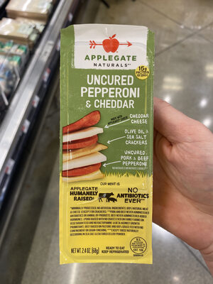 Uncured Pepperoni & Cheddar Cheese Crackers, Cheddar, Olive Oil & Sea Salt, Uncured Pork & Beef