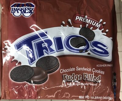 Fudge Filled Chocolate Sandwich Cookies Trios, Fudge Filled