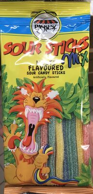 Sour Sticks Mix Multi Flavored Sour Candy Sticks, Strawberry; Apple; Raspberry