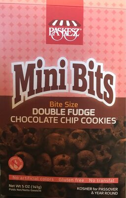 Paskesz, Mini Bits Cookies, Double Fudge Chocolate Chip, Double Fudge Chocolate Chip