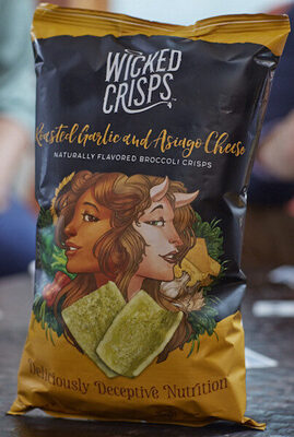 Roasted Garlic And Asiago Cheese Broccoli Crisps, Roasted Garlic And Asiago Cheese