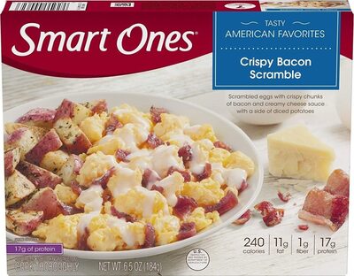 Eggs Creamy Cheese Sauce & Potatoes Frozen Meal Crispy Bacon Scramble