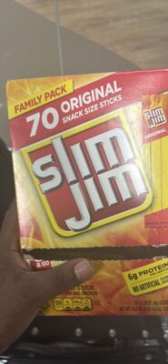 Slim Jim Smoked Meat Sticks, Original Flavor, 6g Protein Per Serving, 0.28 oz. (70-Count)