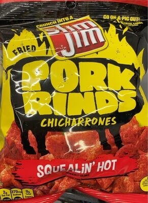 Slim Jim Pork Rinds, Squealin' Hot Flavor Fried Meat Snacks, 2 oz. Bag